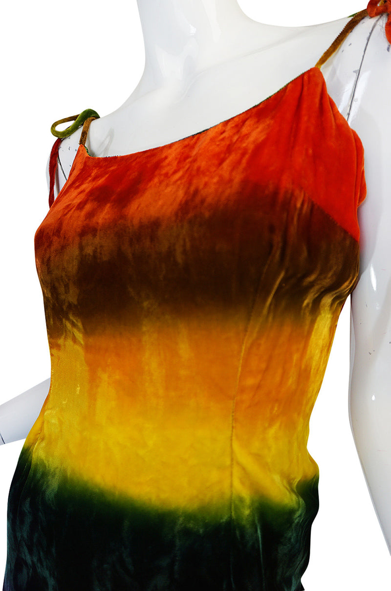 F/W 1994 Todd Oldham Tie Dye Velvet Runway Dress