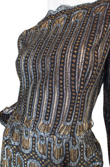 1960s Metallic Pauline Trigere Dress with Cut Outs