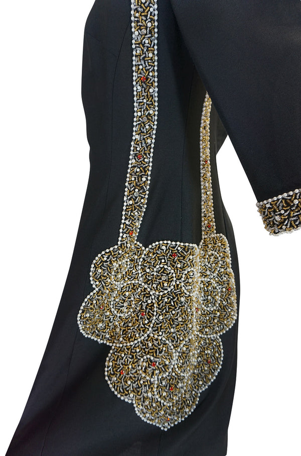 1960s Trompe L'oeil Beaded Bag Dress & Matching Coat