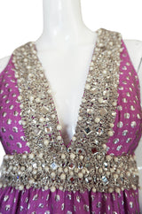 c1965-69 Lavender & Silver Beaded Oscar de la Renta Dress
