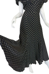1980s Norma Kamali Black & White Full Skirted Dress