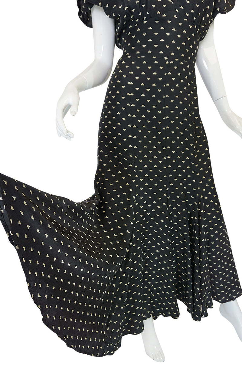 1980s Norma Kamali Black & White Full Skirted Dress