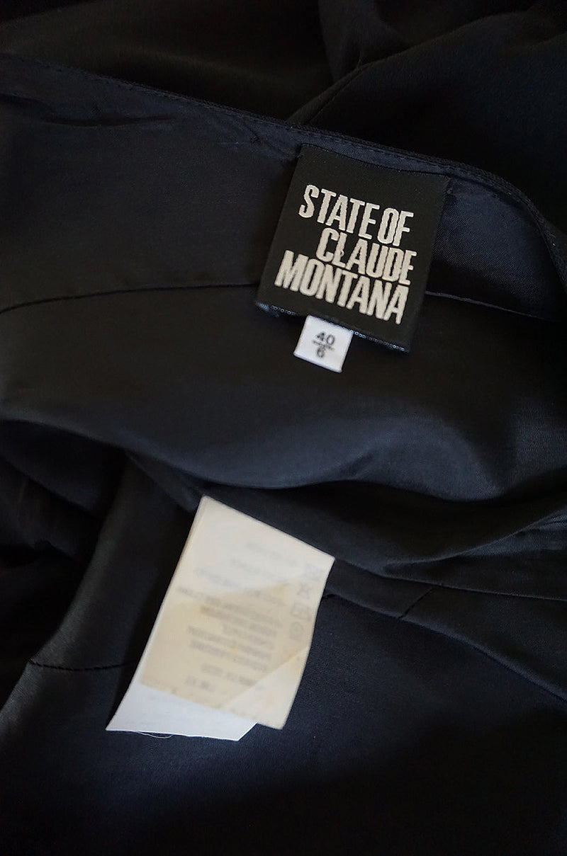 1990s State of Claude Montana Plunging Bare Back Dress