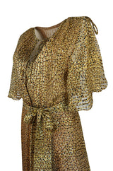 1970s Annacat Pintuck Bias Cut Fine Ribbon Silk Chiffon Dress