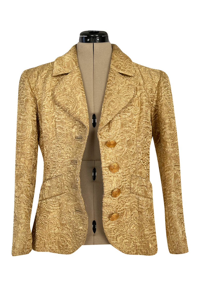Fall 1977 or Fall 1980 Ady Couture Lausanne Yves Saint Laurent Haute Couture Copy Gold Metallic Thread Jacket