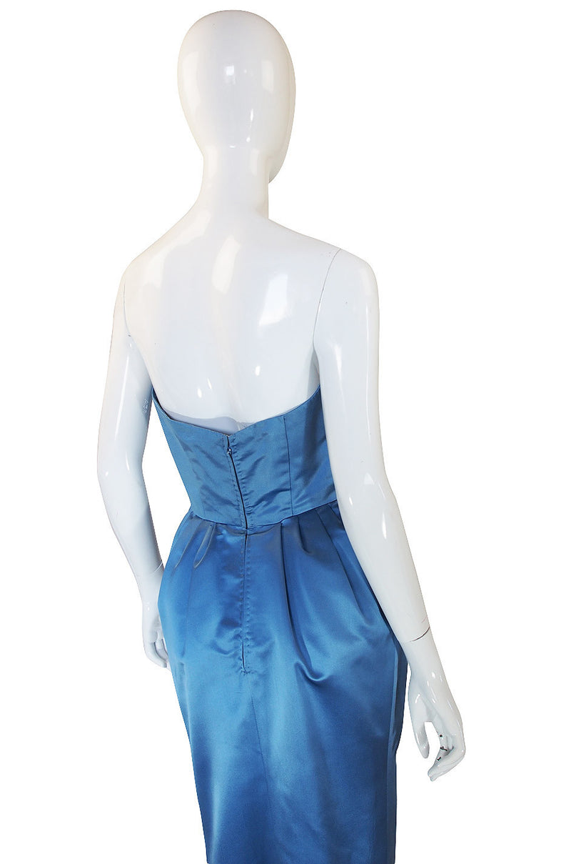 1950s Pale Blue Silk Dress