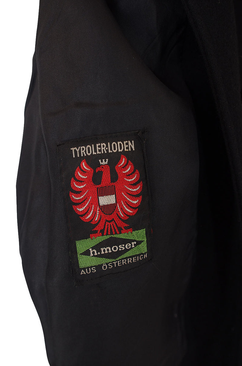 1960s Black Hooded Wool Cape
