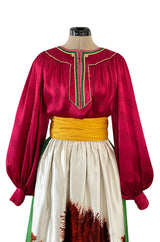 Documented Spring 1977 Emanuel Ungaro Haute Couture Brilliant Silk Skirt & Top Set