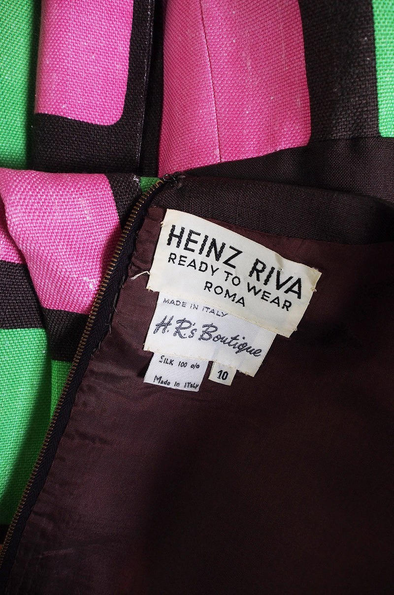 1960s Graphic Heinz Riva Linen Shift Dress