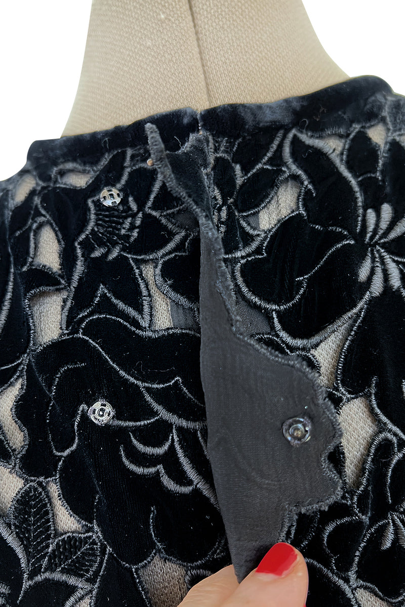 Incredible 1990s Yves Saint Laurent Haute Couture Velvet & Chiffon Cut OutsTop