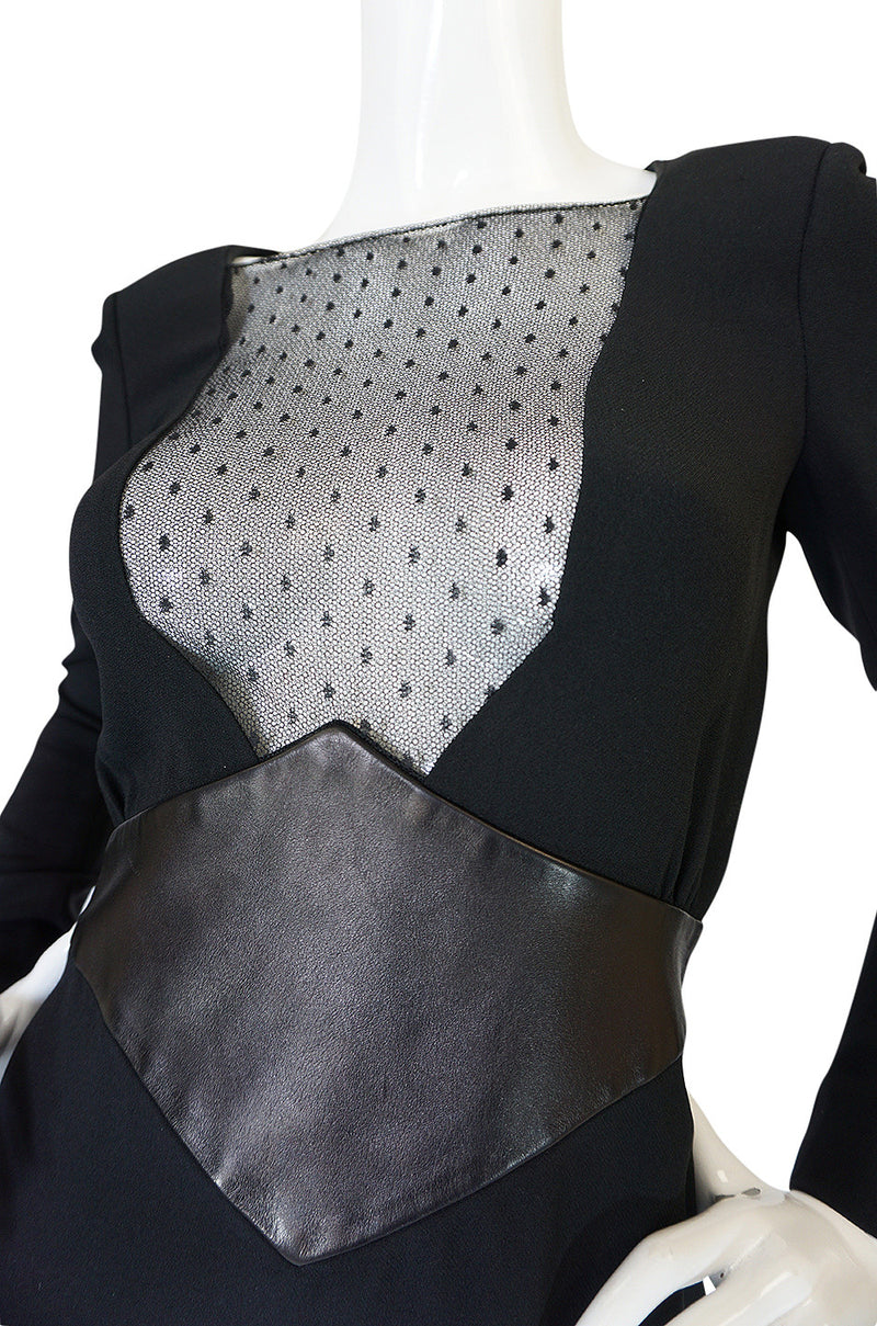 c2014 Hedi Slimane for Saint Laurent Lace & Leather Dress