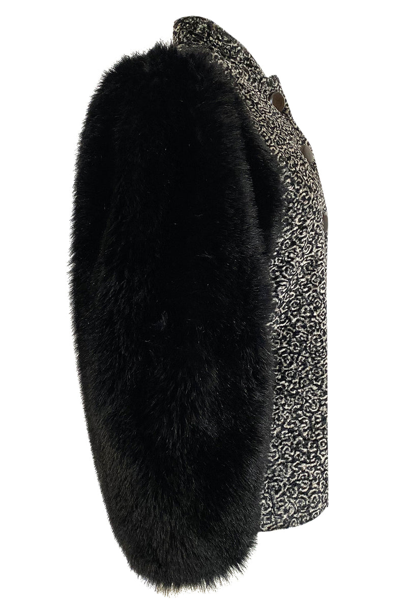 Fall 1992 Yves Saint Laurent Incredible Huge Sleeves Faux Fur Jacket