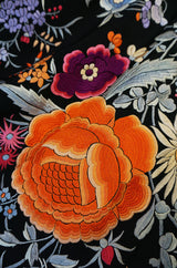 Extraordinary 1920s Embroidered Silk Fringe Piano Shawl