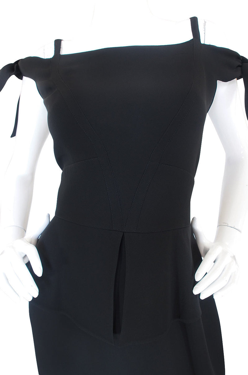 1980s Claude Montana Fitted Peplum Dress