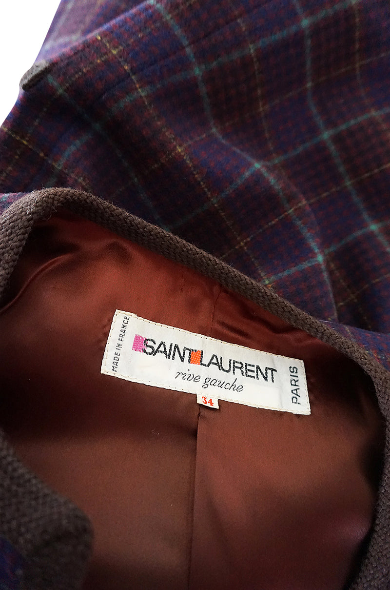 c1966-1970 Yves Saint Laurent Classic Box Cut Plaid Jacket