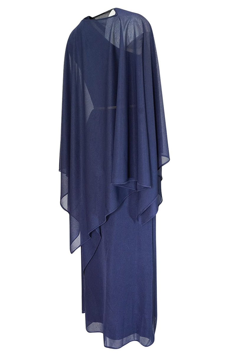 Museum Held 1975 Hubert de Givenchy Haute Couture One Shoulder Silk Dress w Matching Cape