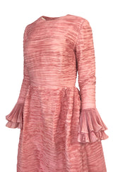 1960s Sybil Connolly Couture 'Non Chalance' Pink Pleated Linen Dress