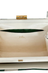 1960s Emilio Pucci Deep Green Silk Bag w White Handles