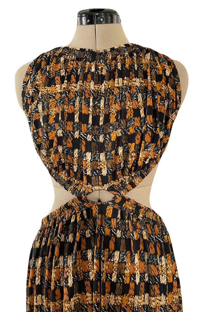 Spring 2017 Celine by Phoebe Philo Runway Basket Weave Print Open Cut Out Jersey Dress