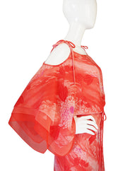 1970s Layered Silk Chiffon Travilla Maxi Dress