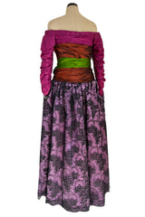 Extaordinary Fall 1990 Yves Saint Laurent Haute Couture Look 126 Purple & Bronze Silk & Lace Dress