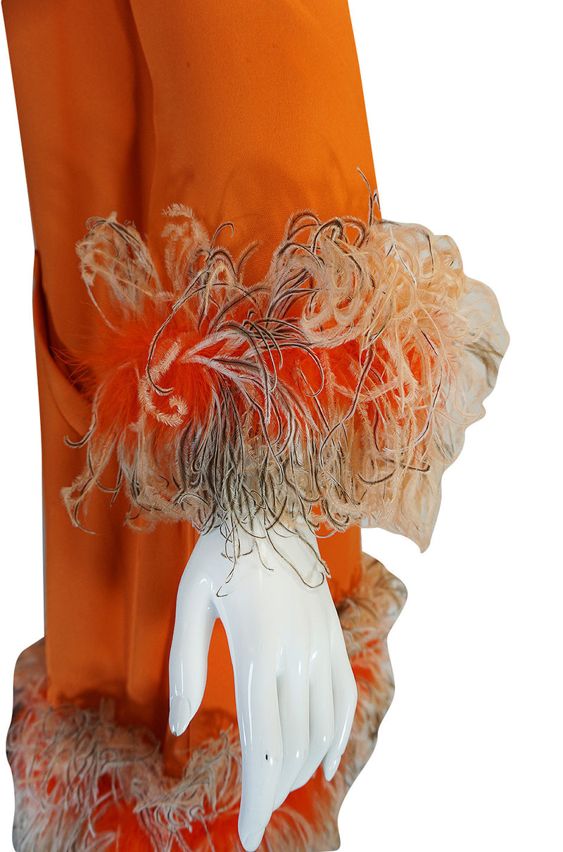 Spectacular 1960s Geoffrey Beene Silk & Feather Dress