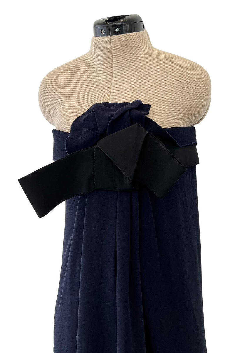 Beautiful Spring 2013 Lanvin by Alber Elbaz Deep Blue Strapless Dress w Bow Detail