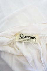 1970s Ossie Clark Attr Quorum White Jersey Dress