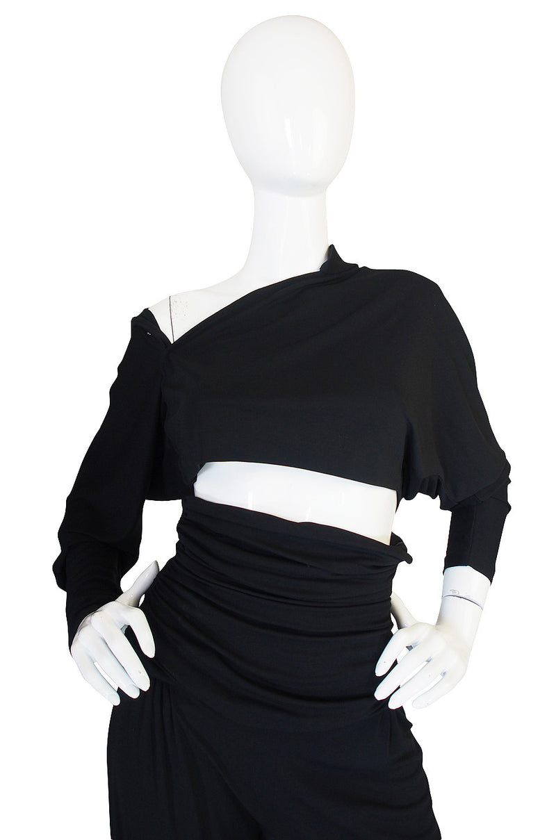 1980s Black Jersey Norma Kamali High Pant & Top Set