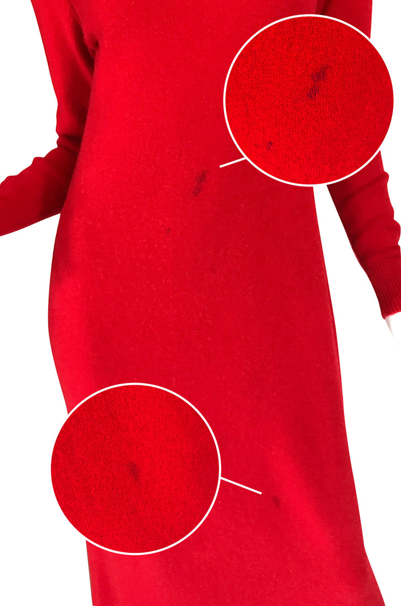 c1973 Halston Red 100% Cashmere Evening Dress
