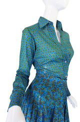 1970s Yves Saint Laurent Ruffled Tiered Skirt & Top Set