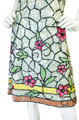 1960s Fully Sequinned Floral Stain Glass Window Dress
