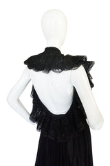 1970s Plunging Silk Chiffon & Lace Couture Galanos Gown
