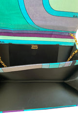 1970s Emilio Pucci Large Convertible Velvet Print Clutch Bag