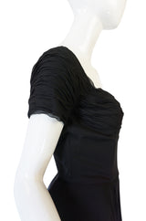 Stunning 1950s Little Black Silk Chiffon Ceil Chapman Dress