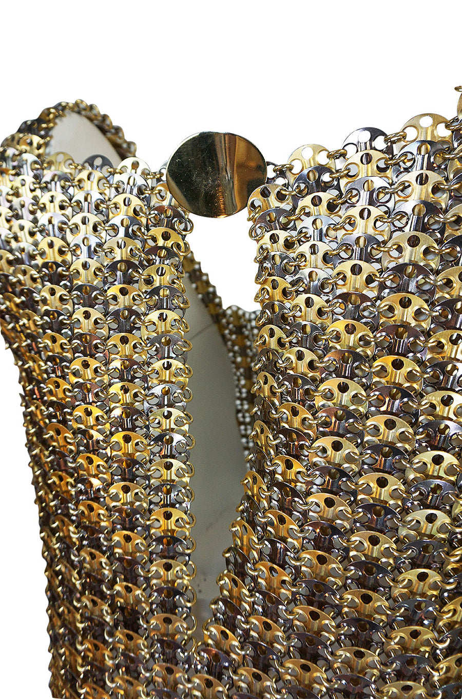 Iconic 1968 Paco Rabanne Chain Mail Dress in Silver Gold Metal