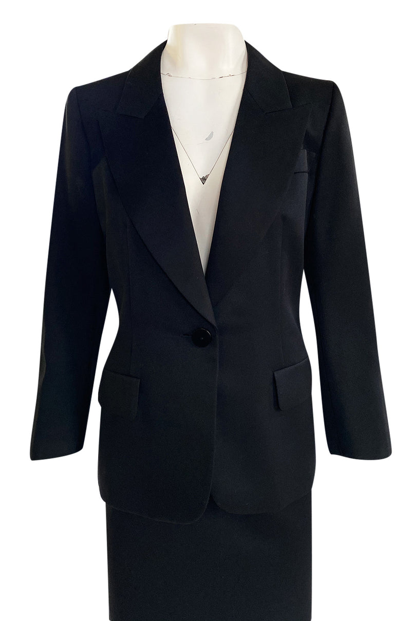 Iconic Fall 1996 Yves Saint Laurent True Haute Couture 'Le Smoking' Black Tuxedo Skirt Suit