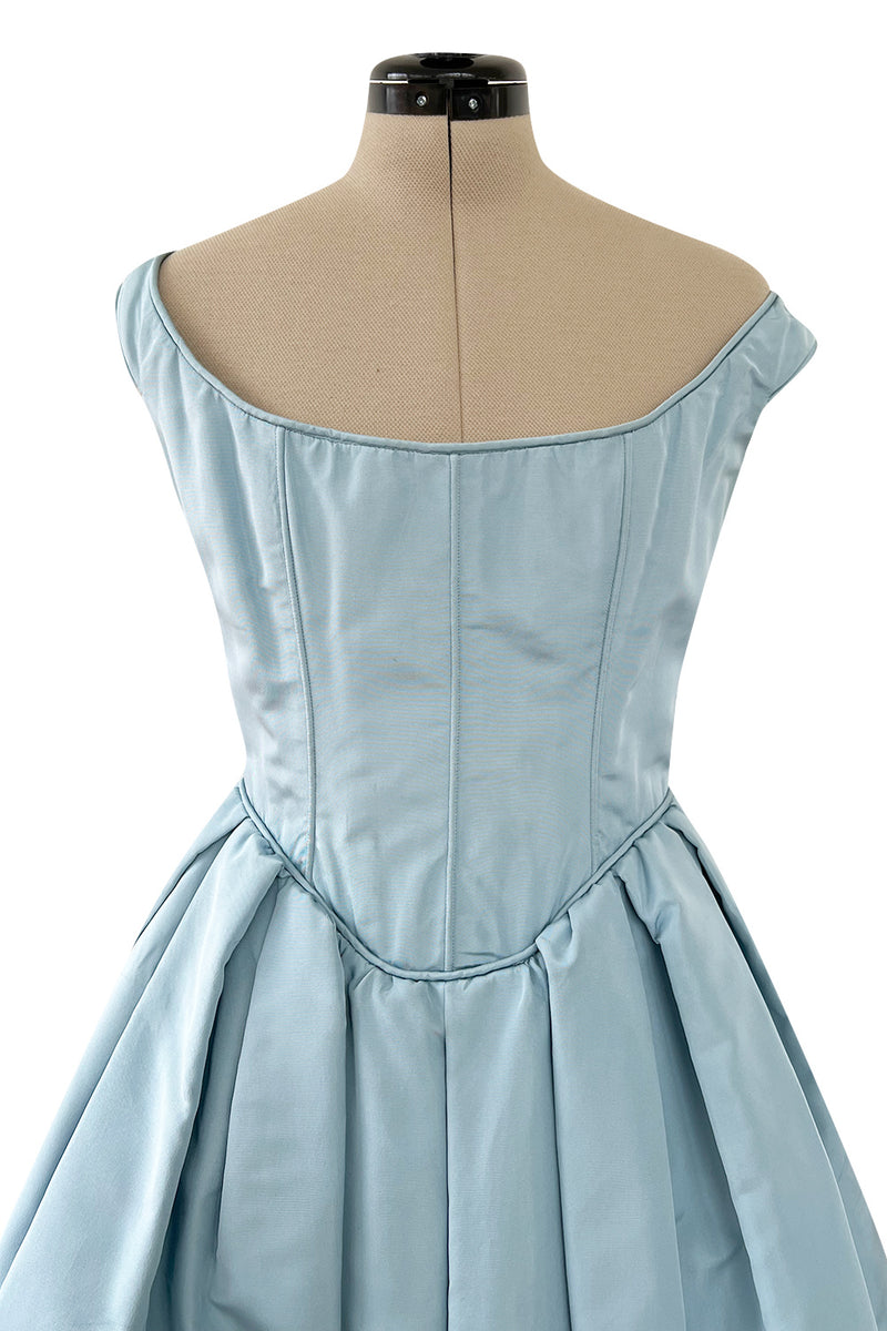 Runway Spring 1994 Balmain by Oscar de La Renta Haute Couture Baby Blue Corset Dress