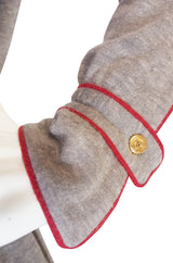 1980s Soft Grey Wool Chanel Button Front Day Dress
