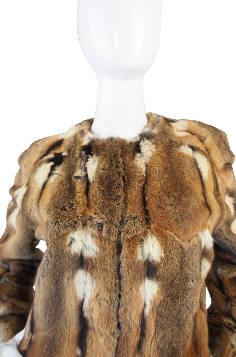 1960s Reversible Piecework Leather and Fur Coat