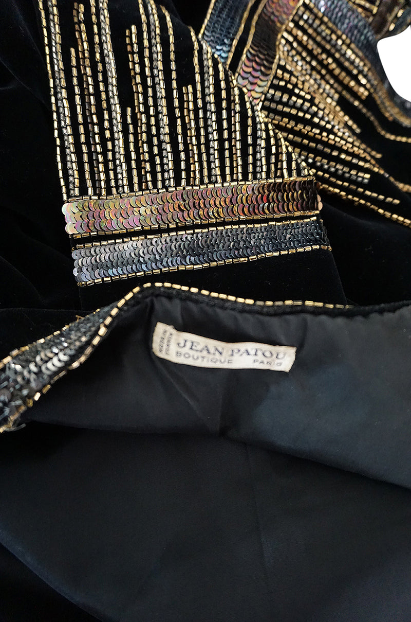 c.1960-63 Jean Patou Beaded & Sequin Black Velvet Jacket