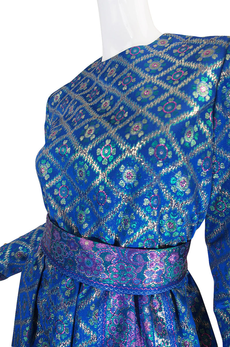 1970s Sari Inspired Oscar De La Renta Maxi Dress