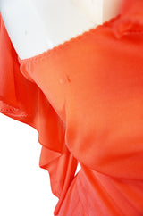 1970s Sexy Stephen Burrows Coral Jersey Maxi Dress
