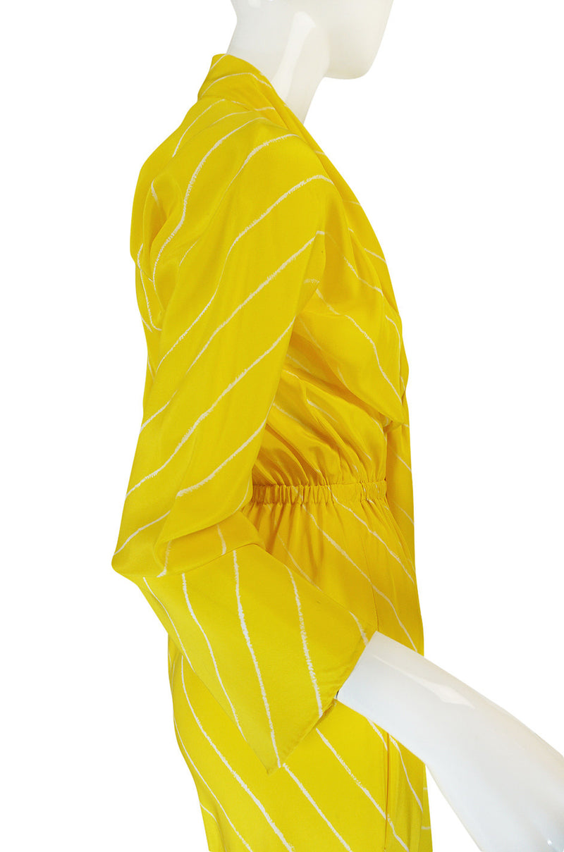 S/S 1976 Halston Demi-Couture Bias Cut Yellow Silk Dress