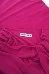 1978 Halston Pink One Shoulder Draped Jersey Dress