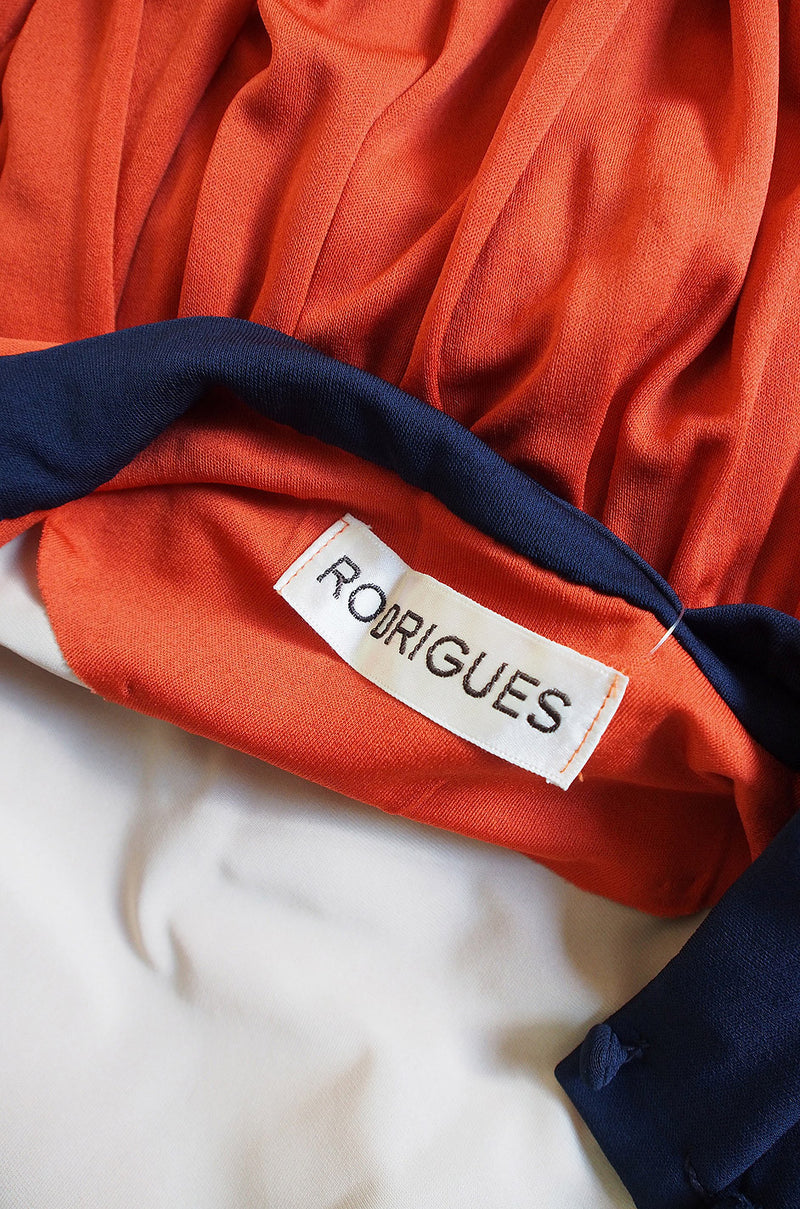 1970s Rodrigues Burnt Orange Jersey Dress