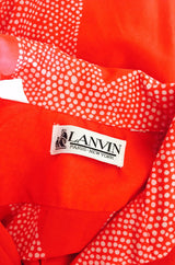 1970s Red & Pink Cotton Print Lanvin Shirtdress