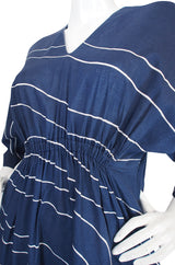 1960s Marimekko Deep Blue & White Print Caftan Dress
