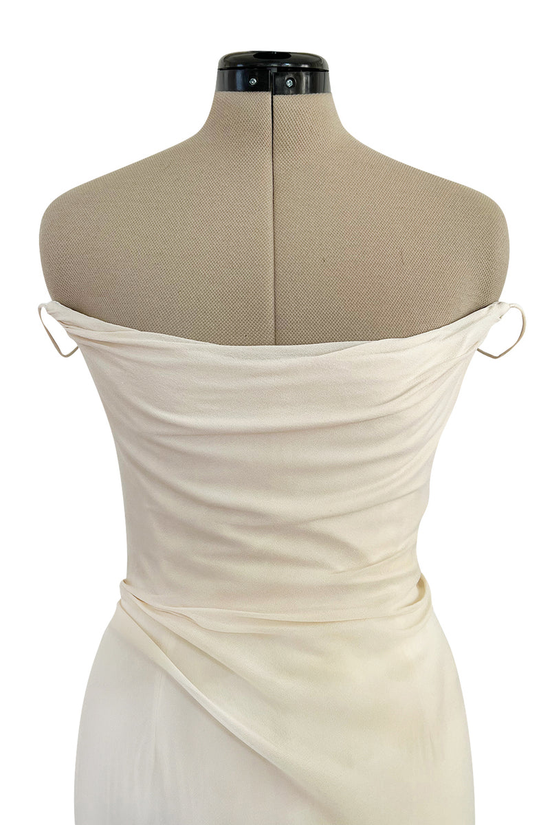 New Ivory Satin Corset top with Chiffon draped neckline by Orchard Corset