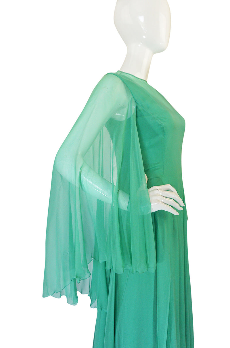 1970s Stavropoulos Couture Romantic Layered Silk Chiffon Dress